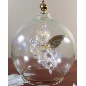 Floating Angel Christmas Glass Ball Ornament 4" but no stand only use is to hang